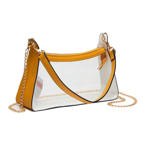 Tigerstars Style Transparent Mustard Trim Baguette Crossbody Bag - Picture 1 of 3